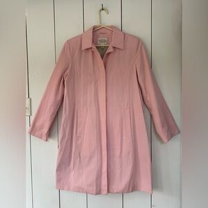 VTG Talbots Trench Coat Sz M Petal Pink Floral Lining